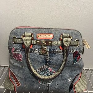 Denim purse with rhinestones